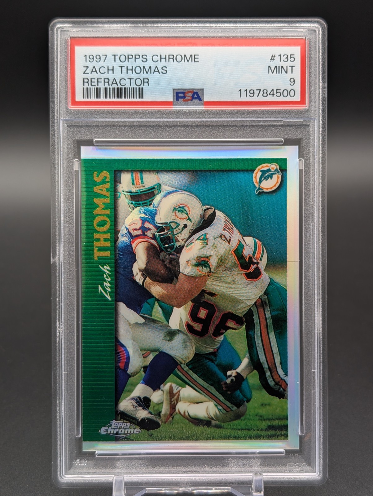 1997 Topps Chrome Refractor Zach Thomas #135 PSA 9 MINT HOF