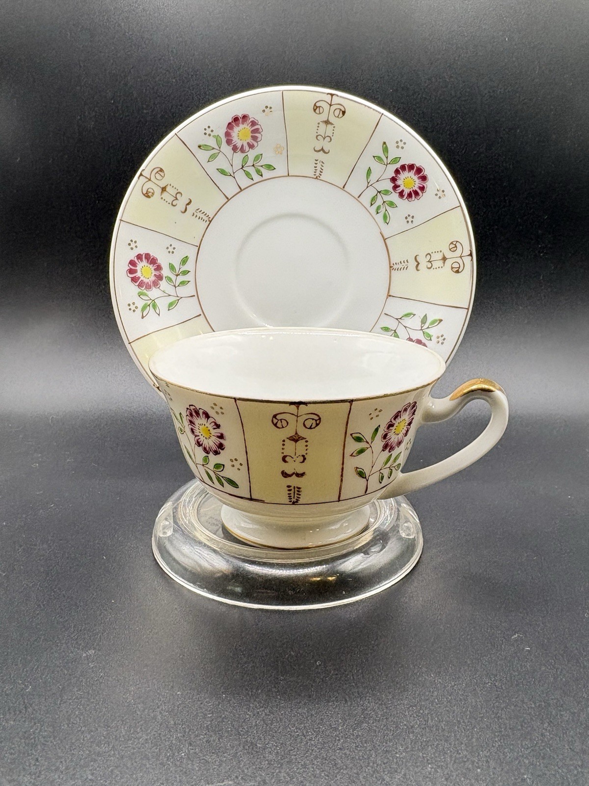 Cup And Saucer Floral Gold Trim Made In Japan Tea Cup Set