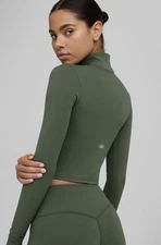 Authentic Alo Yoga SoftSculpt Precision ¼ Zip Long Sleeve Clover Green S
