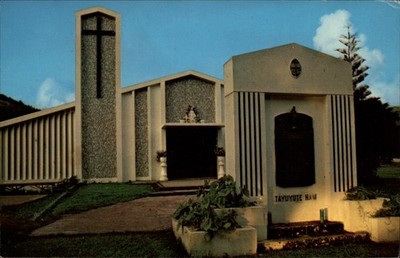 Modernistic Catholic Cathedral Merizo Guam vintage postcard b518