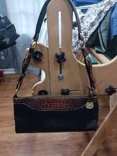 Brahmi Croc Embossed Leather Handbag Vintage Shoulder Bag