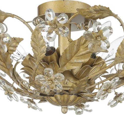 Elegant Gold Leaf Semi Flush Mount Light Fixture - Paris Market Design - Picture 6 of 9