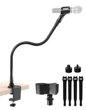 19-Inch Gooseneck Mic Stand for Desk - Clamp On Desktop Microphone Arm with H...