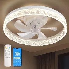 Ceiling Fans with Lights, 20 Inch Crystal Style Low Profile Ceiling Fans with...