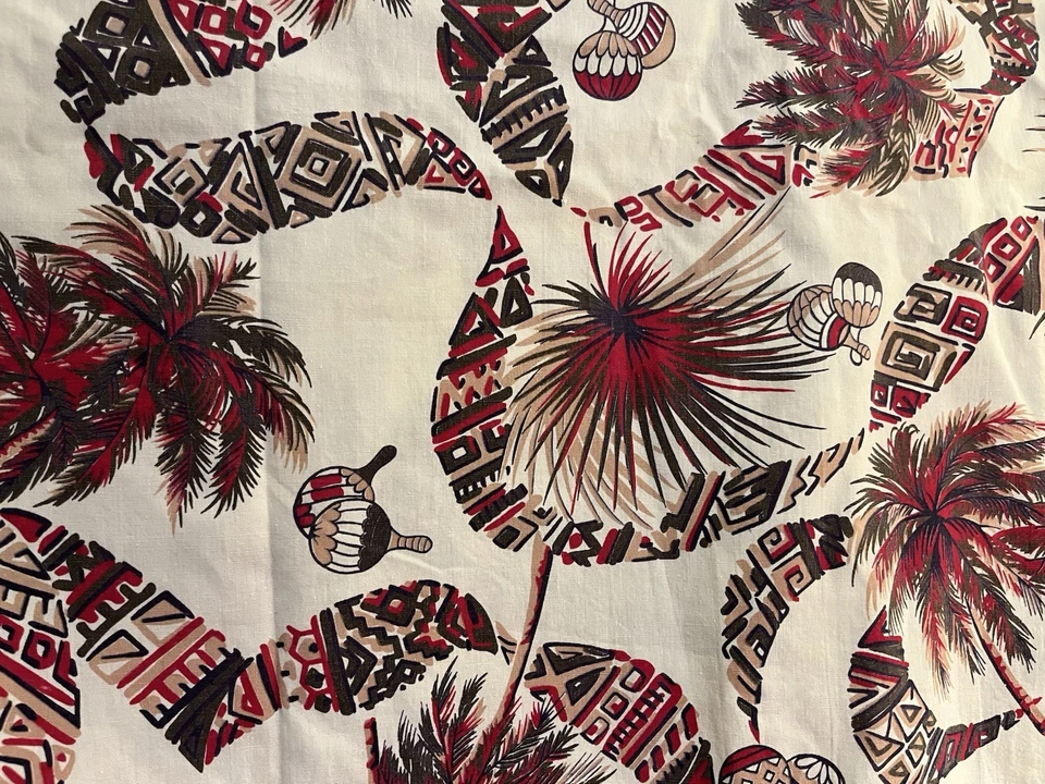Vintage Tiki Fabric cotton Maracas & palm trees - Image 2 of 4