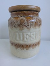 Vintage Fosters Pottery Honeycomb Glaze Muesli Cereal Storage Cannister Jar