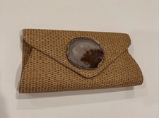 Wimberly Agate Stone Woven Clutch Crossbody Boho Coastal Cowgirl Resort Bag