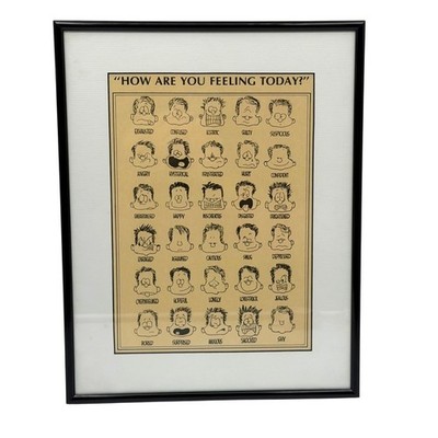 Vintage How Are You Feeling Today Mood Chart Framed Art Print 12x15 Black Frame
