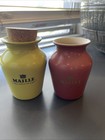 MAILLE POTTERY MUSTARD 3 1/2” JAR green & brick colors (set of 2) — photo 2