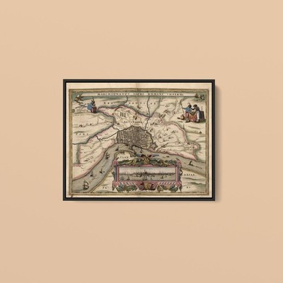 Vintage Maps - Map of Antwerp Belgium - Art Print on Paper or Canvas