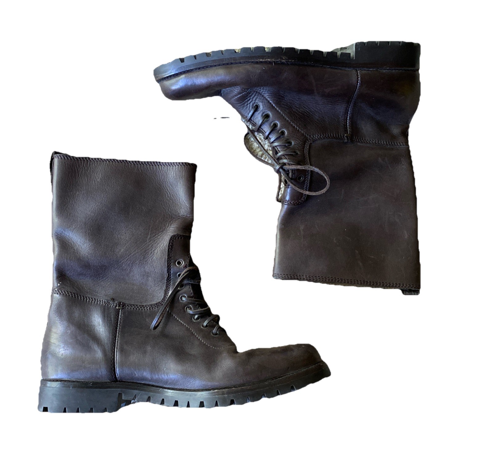 Stivali da combattimento Yves Saint Laurent vintage marroni da uomo taglia 43 5