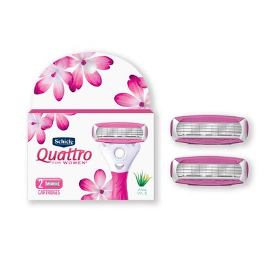 Schick Quattro Razor Blades Cartridges Women Quatro Refills Shaver 2 Catridges