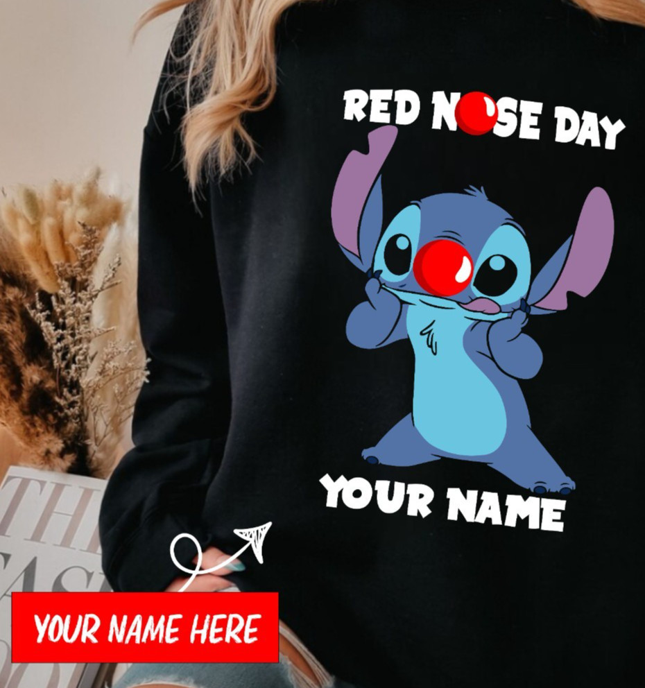 Personalised Red Nose Day Lilo And Stitch Jumper-Custom Name Pullover
