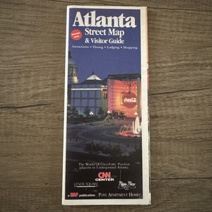 1996 Olympics Atlanta Street Map Visitor Guide Coca-Cola CNN Varsity GA Preowned