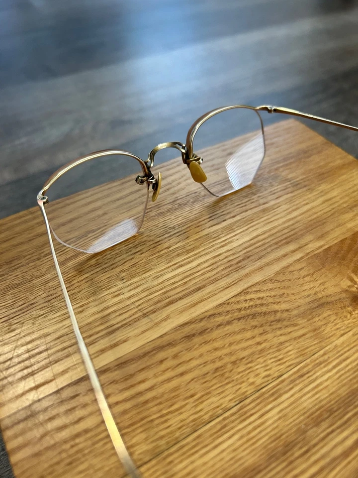American Optical 12kt GF vintage octagon half top rim eyeglass frames 43 20 145 - Image 4 of 4