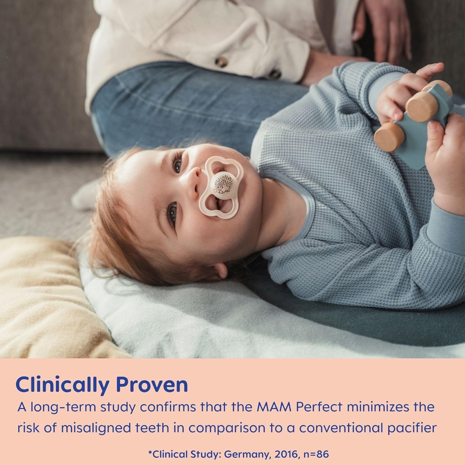 MAM Supreme Night Baby Pacifier, for Sensitive Skin, Patented Nipple, 2 Blue 