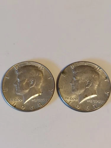 Two 40% Silver Kennedy Half Dollars  - 1967 & 1968-D