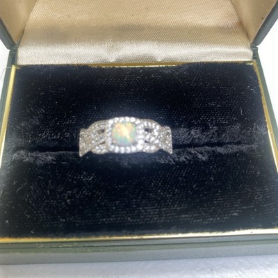 Sterling Silber 925 Lab Created Opal CZ Ring Gr. 8,5 signiert Ryze