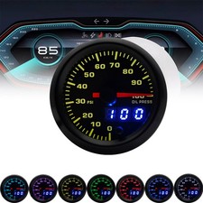 2" 52mm 7 Colors LED Universal Car Psi Meter With Sensor Oil Pressure Gauge New