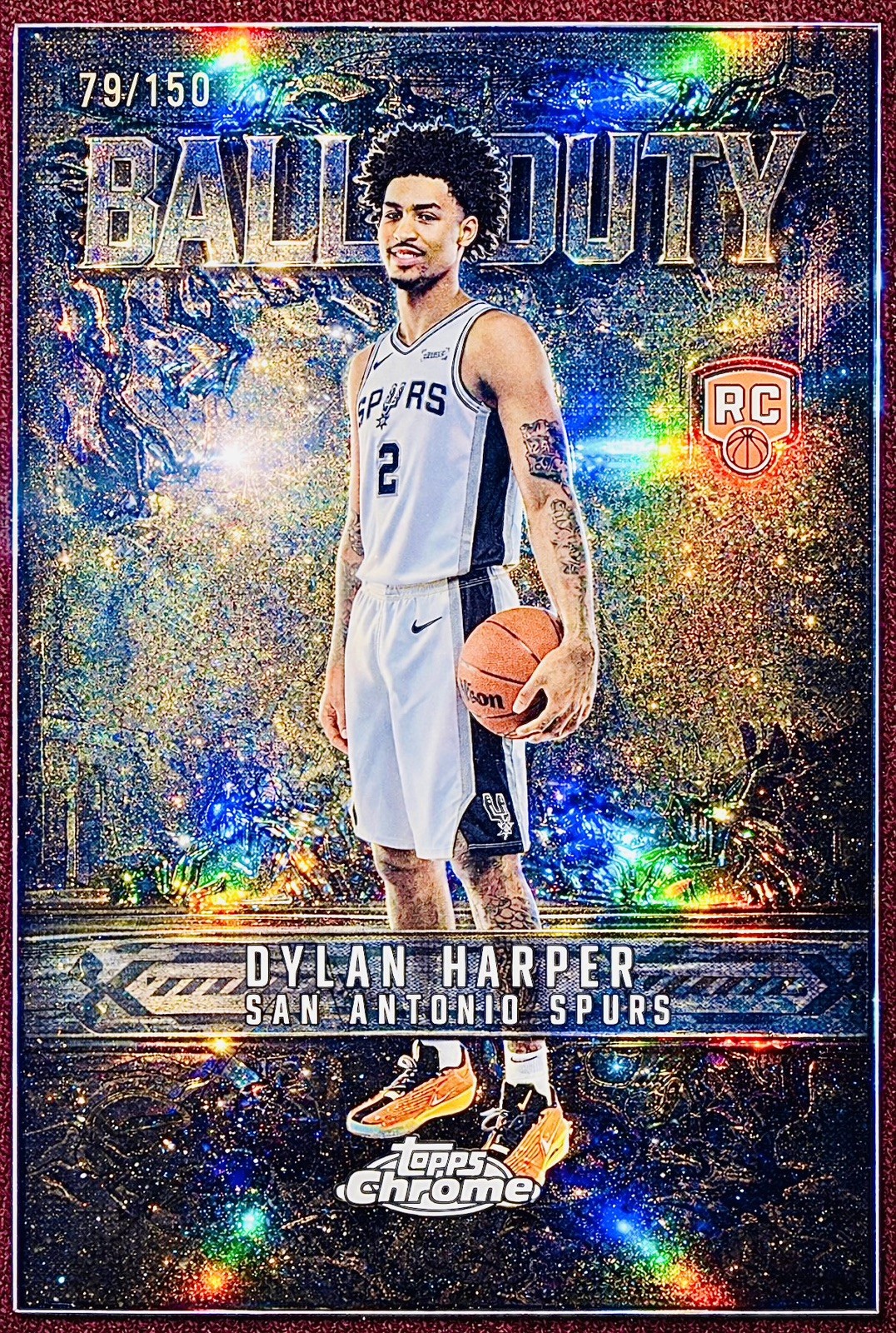 2025-2026 Topps Chrome Dylan Harper Ball of Duty SSP Blue Refractor RC /150 