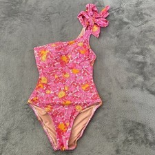 J. Crew Bow One Shoulder One Piece Swimsuit 6 Pink Limone Floral