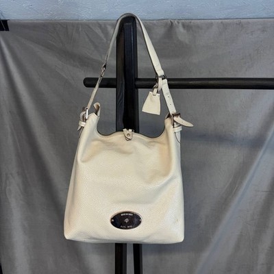 Mulberry Bella Hobo Bag Cream Patent Leather Shoulder Handbag 