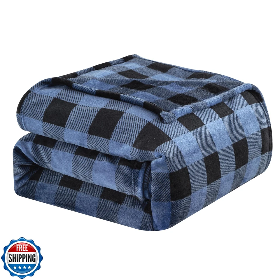 Elegante Confort Terciopelo Tacto Ultra Felpa Navidad Vacaciones Búfalo Cuadros Huir Foto 2 de 4