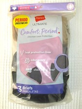 Hanes 3 PK Beige Gray Black Panties Period Underpants Protection Brief New 7L