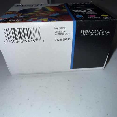 Cartucho de tinta Epson T202XL-BCS - negro/cian/magenta/amarillo genuino nuevo ex 7/2027 - Imagen 3 de 3