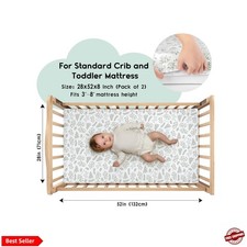 Baby Crib Sheets for Boys Girls, Fitted Crib Sheet 2 Pack for Standard Crib a...