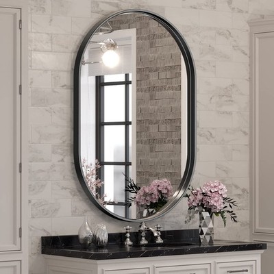 Brightify Black Oval Mirror for Wall 24x36 Inch, Bathroom Vanity Mirrors Blac...