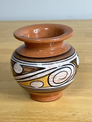 VTG Panama Pottery Senapi Chitre Inaforp Signed Numbered Small Vessel Vase See