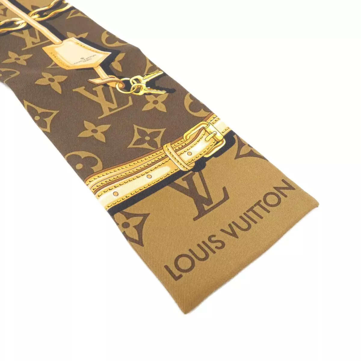 Louis Vuitton M78655 Silk Scarf Bandeau Monogram Confidential Brown Used