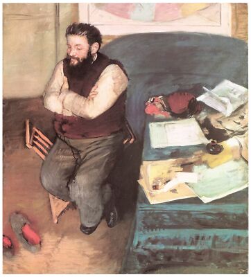 Decor Poster. Fine Graphic Art Design. Man thinking to write. Wall Art. 1867