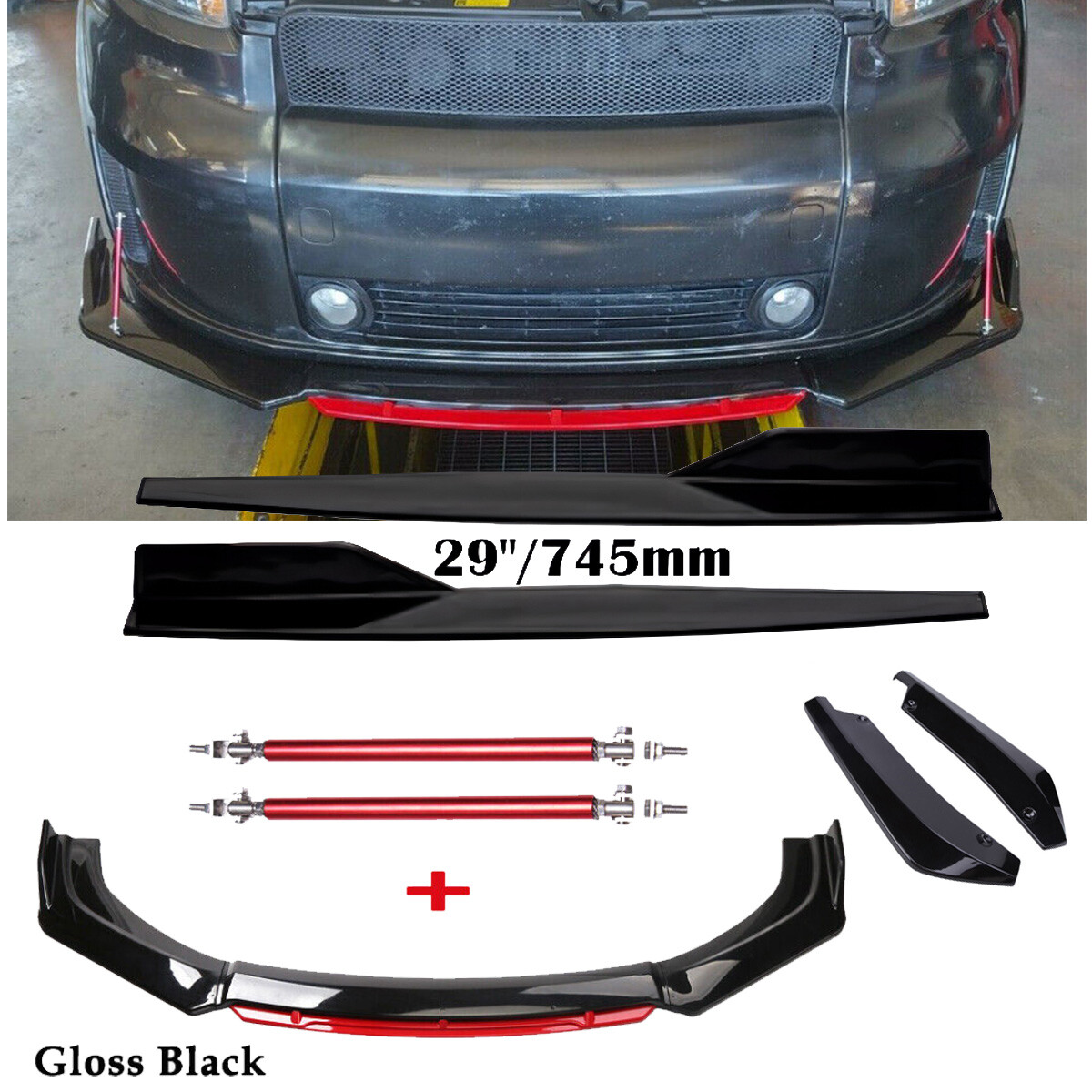 Front Bumper Lip Spoiler Splitter Rear Lip Side Skirt For Scion tc xb Gloss Blac