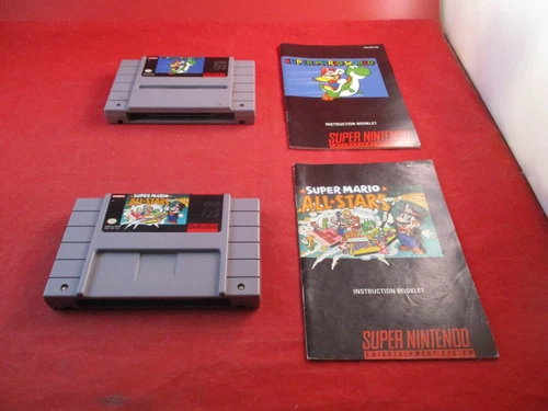 Super Mario All-Stars & Super Mario World Super Nintendo SNES w/Game & Manual #C