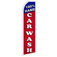 100% Hand Carwash Advertising Swooper Feather Flutter Flag Car Wash
