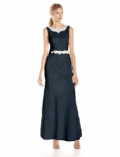 JS Collections Short Sleeve Soutache Cocktail Dress Sz 16 Navy