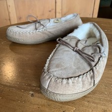171 Retail Old Friend Handcrafted Sheep Lined Moccasins Beige Mens 12 M
