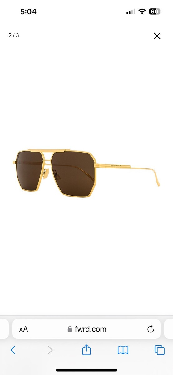 Bottega Veneta Gold Aviator Sunglasses BV1012S | eBay