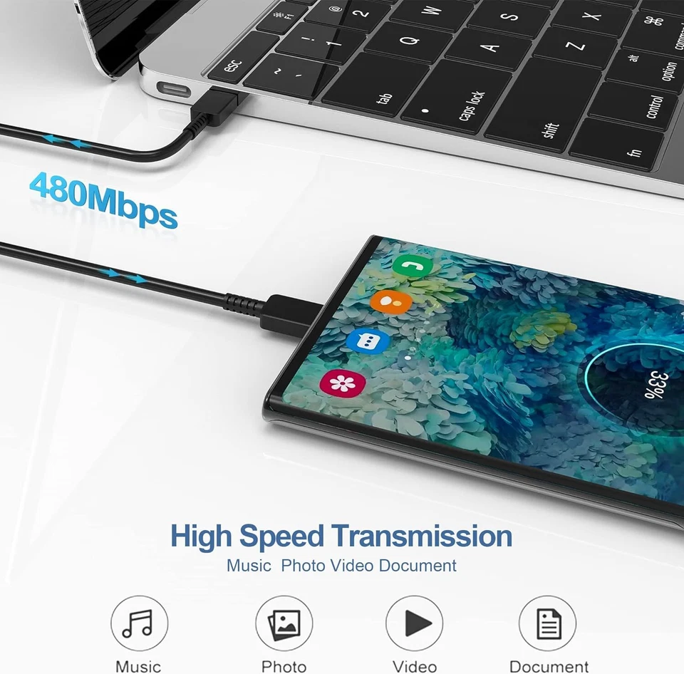 Cargador de pared rápido USB-C tipo 25 W + cable de 6 pies para Samsung Galaxy S20 S21 5G lote EE. UU. Foto 2 de 4