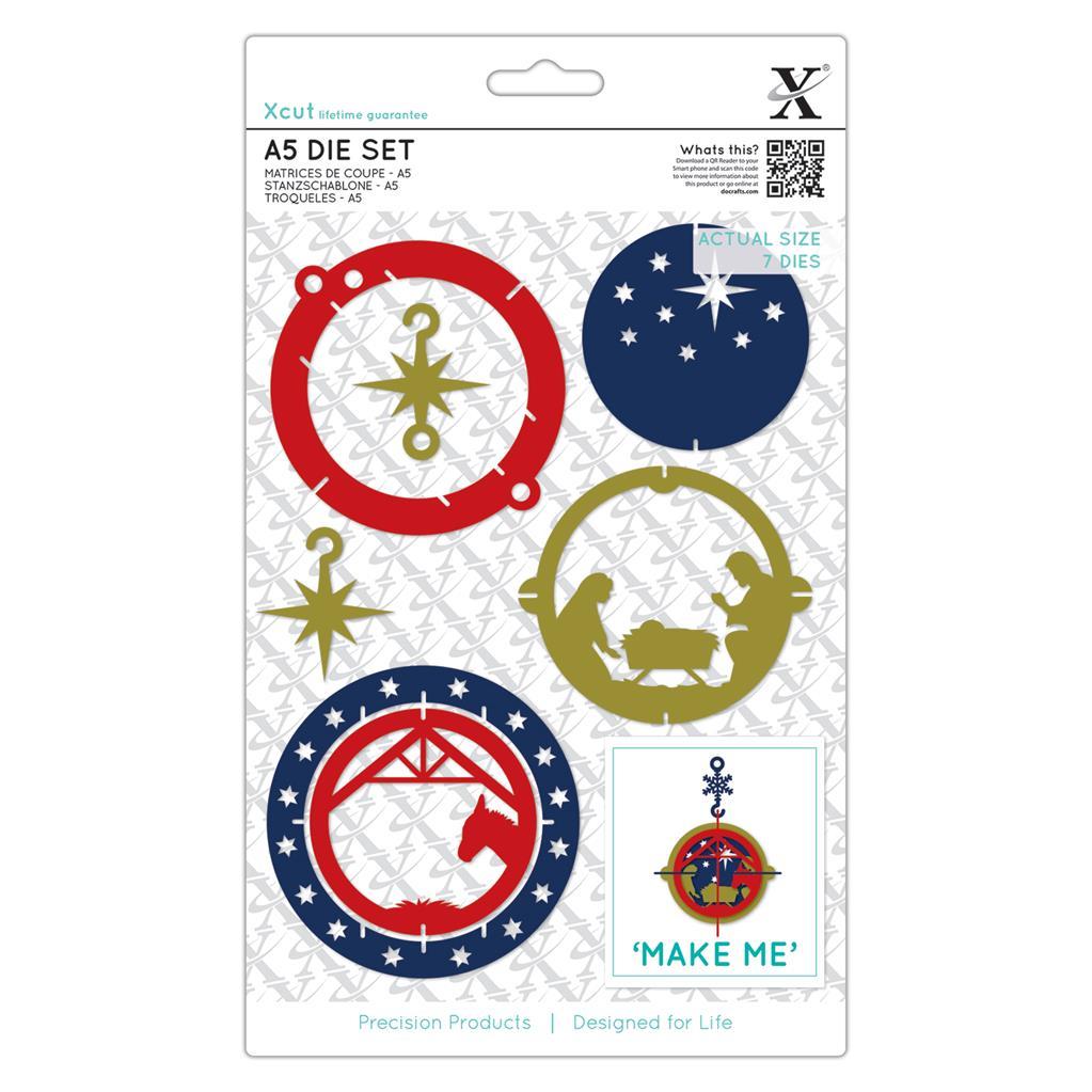Docrafts Xcut Dies A5 7 Piece Christmas Nativity Bauble Die Set 503967