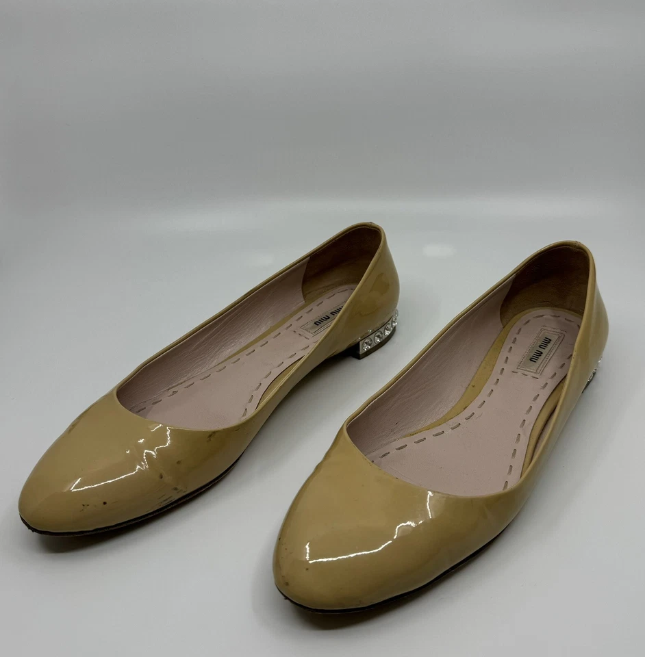 Miu Miu women beige Patent leather ballet flats Size EU 40 UK 7 - Image 4 of 4