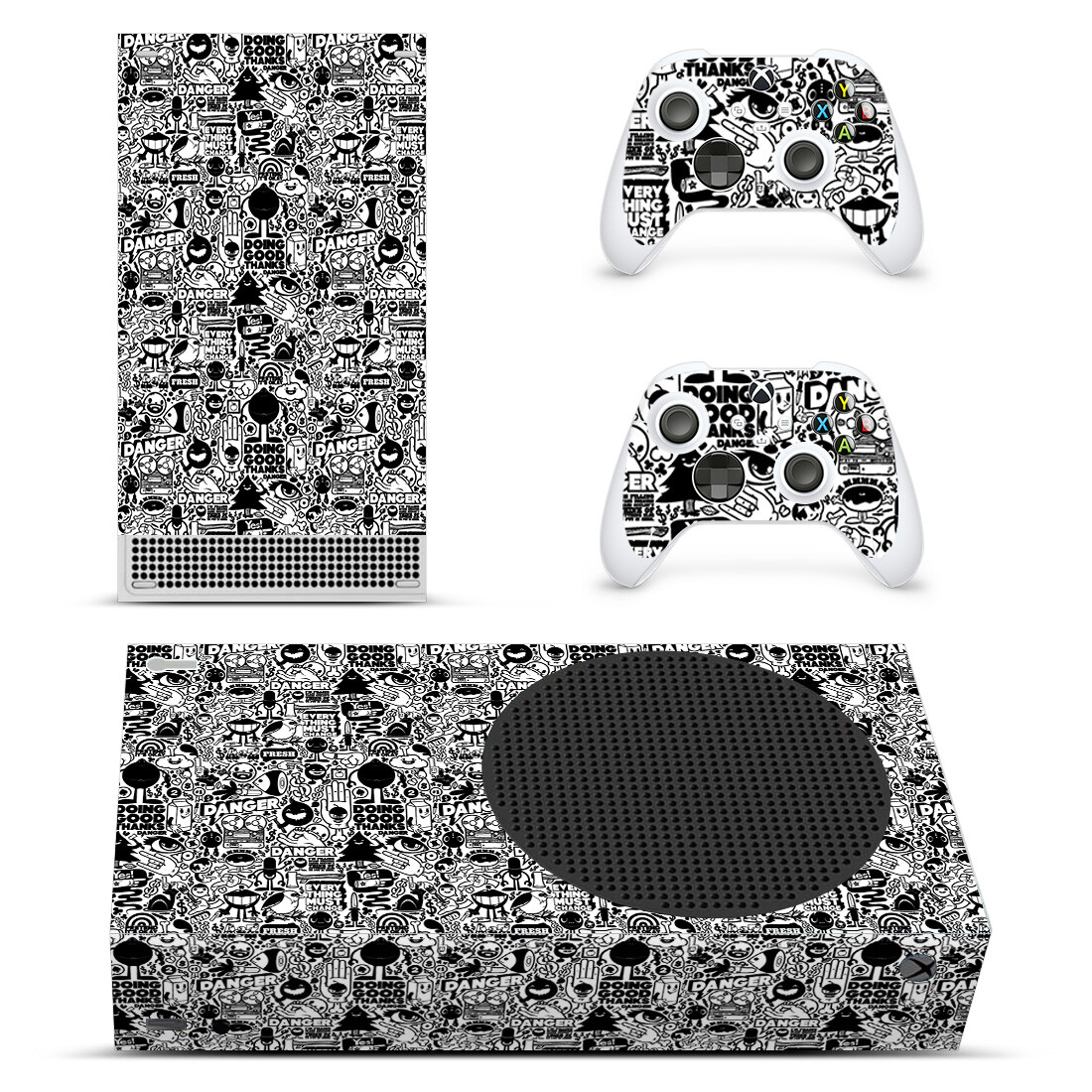 Black & White Xbox Series S Skin Sticker Decal Wrap for Console & Controllers