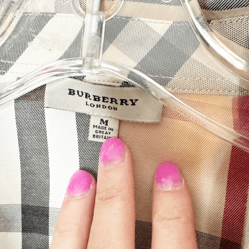 Burberry Classic Nova Check Plaid Button Down Rüschen Hemd Damen Bluse Gr. M - Bild 5 von 11