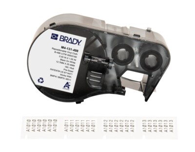 Brady M4-131-498 Repositionable Vinyl Cloth Wire Labels 0.5'' x 1'' Black on White