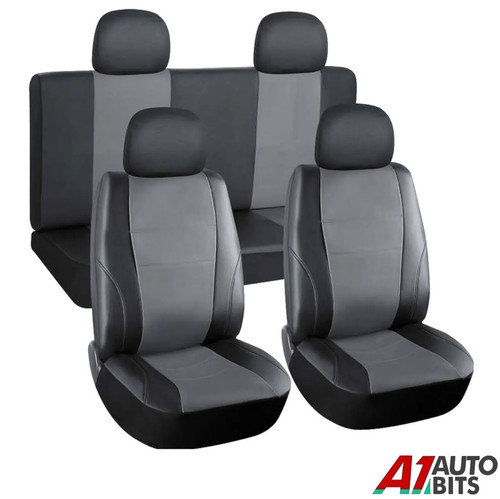 Car Seat Covers Protectors Grey Black Leatherette Full Set Heavy Duty For Dacia