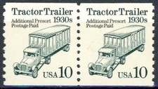 Tractor Trailer  Scott’s 2457 Coil Pair Additional Presort Postage Paid MNH