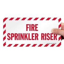 Fire Sprinkler Riser Plastic Sign 5"x10" for Safety Labeling