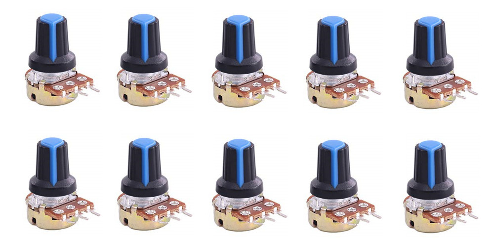 US Stock 10 Units 10K B10K OHM Linear Taper Rotary Potentiometer POT Blue Knob